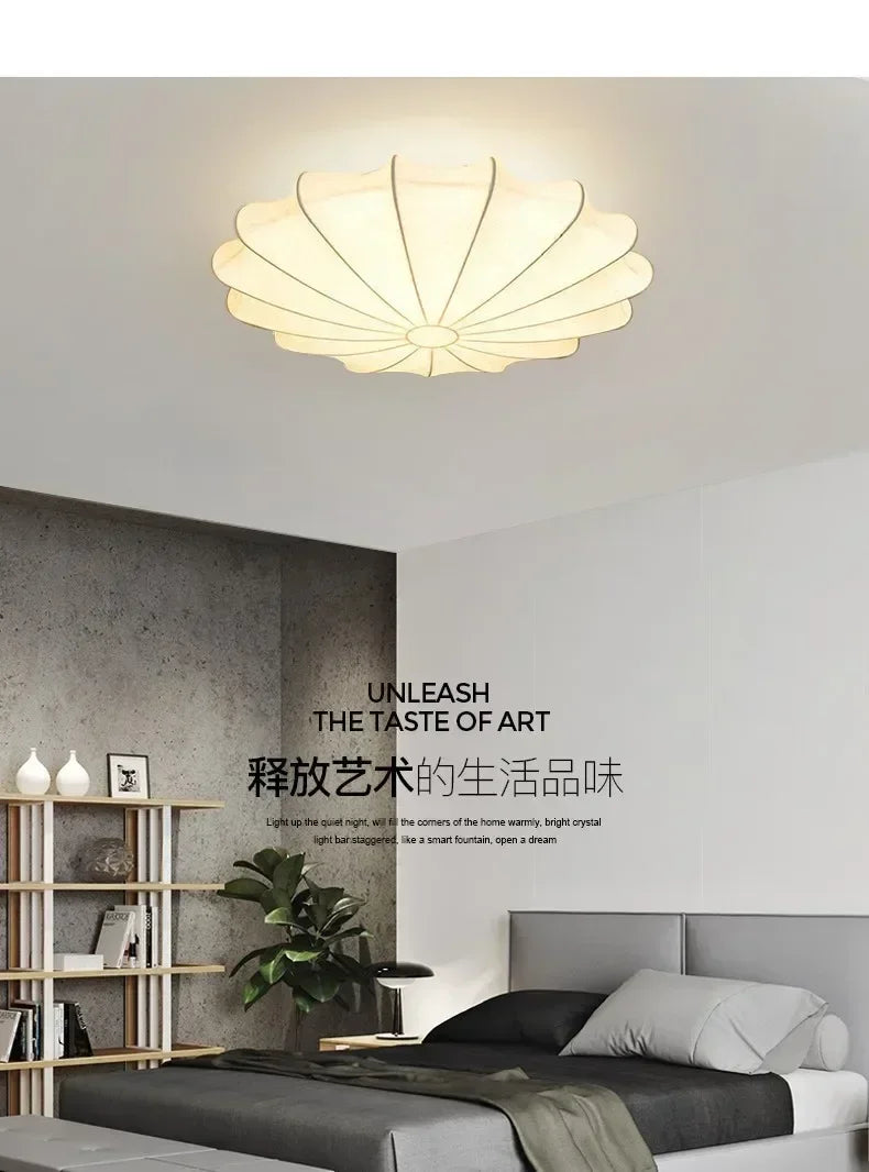 Lámpara de techo italiana Wabi-Sabi – estilo retro de seda con protección ocular