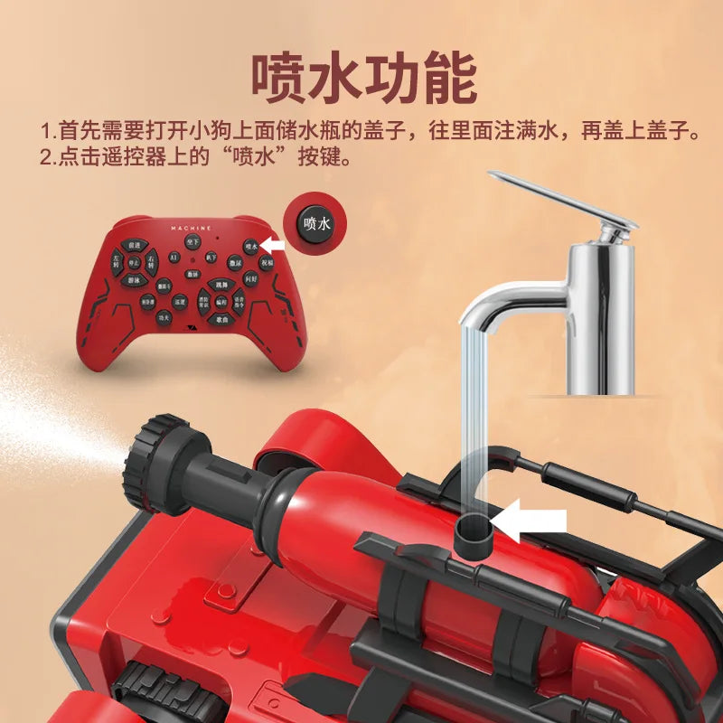 Perro Robot Bombero Inteligente con IA - Mascota Electrónica - Interacción por Voz - Control Remoto - Juguete para Niños