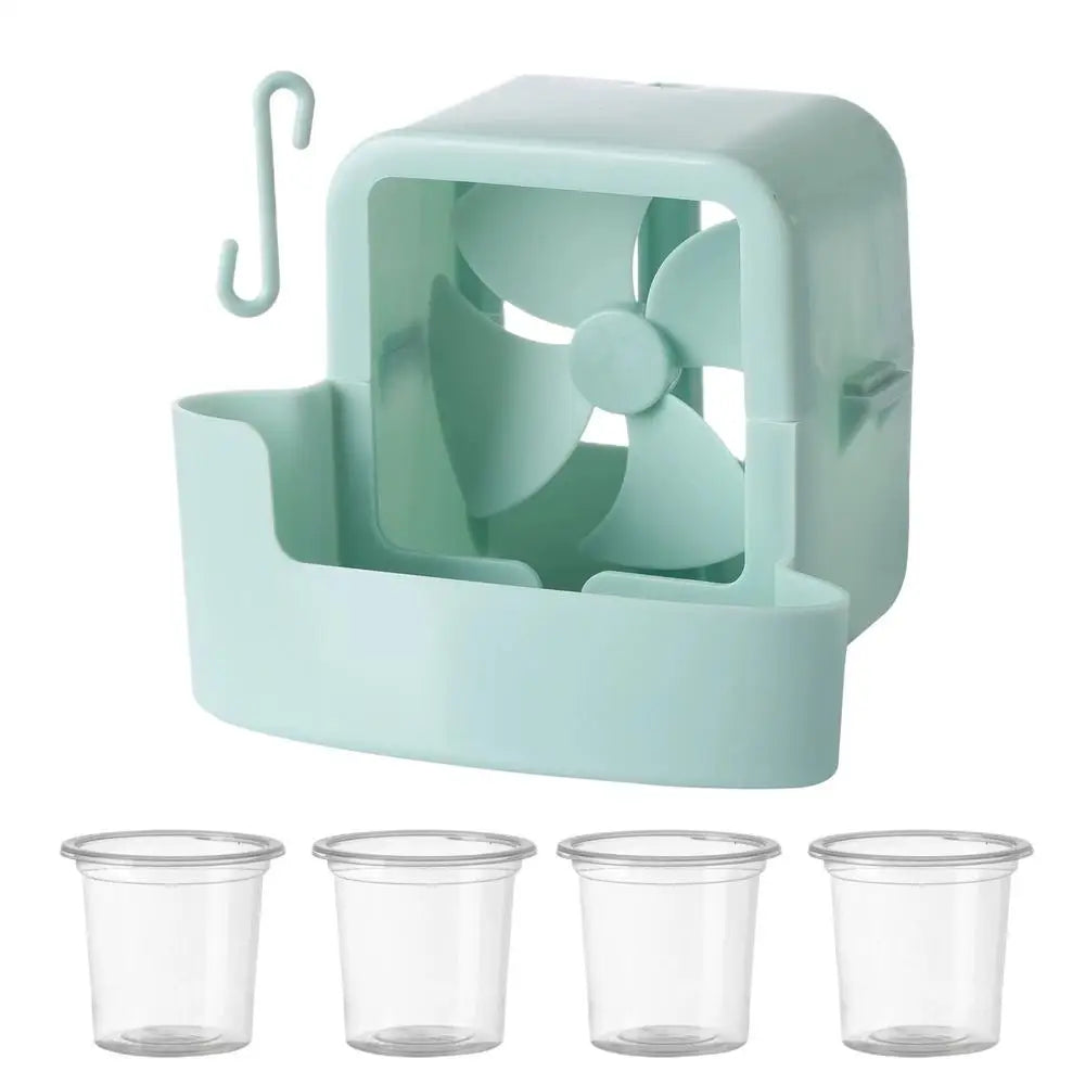 Accesorio de Enfriamiento para Ventilador - 4 Vasos de Hielo Colgantes - Herramienta de Enfriamiento con Niebla - Para Ventilador de Pie - Adaptador Colgable - Soporte de Hielo