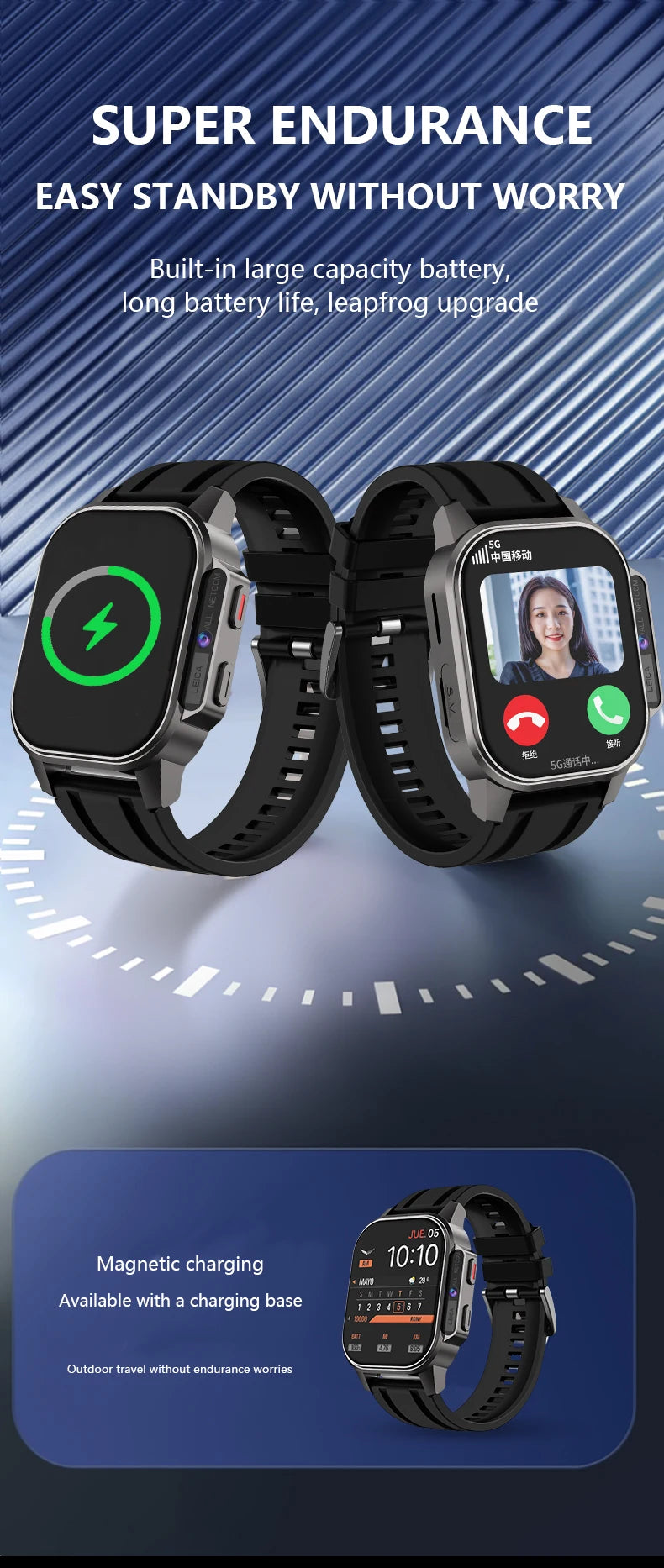 Smartwatch Android con WiFi y GPS – monitor de ritmo cardíaco, SIM y cámara HD