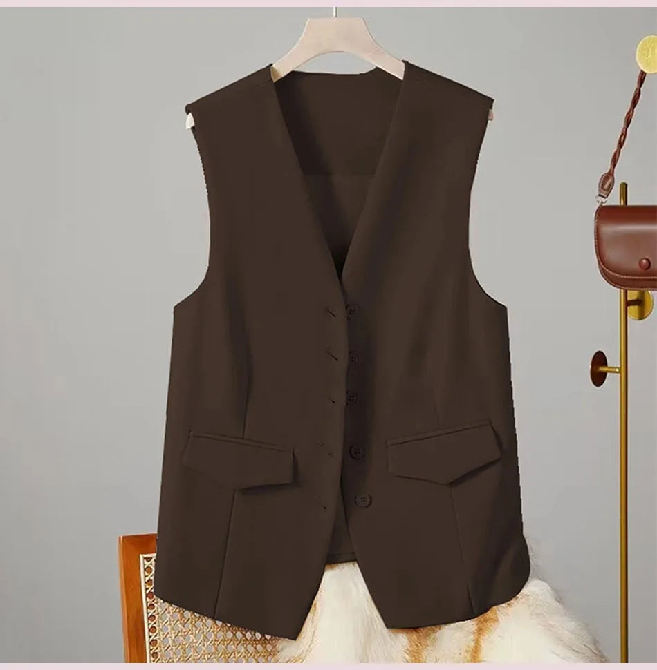 Chaleco elegante mujer – business con escote en V y diseño sin mangas