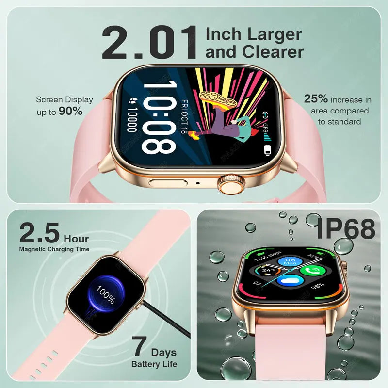 Smartwatch GPS mujer – pantalla 2.01", llamadas Bluetooth y resistente al agua