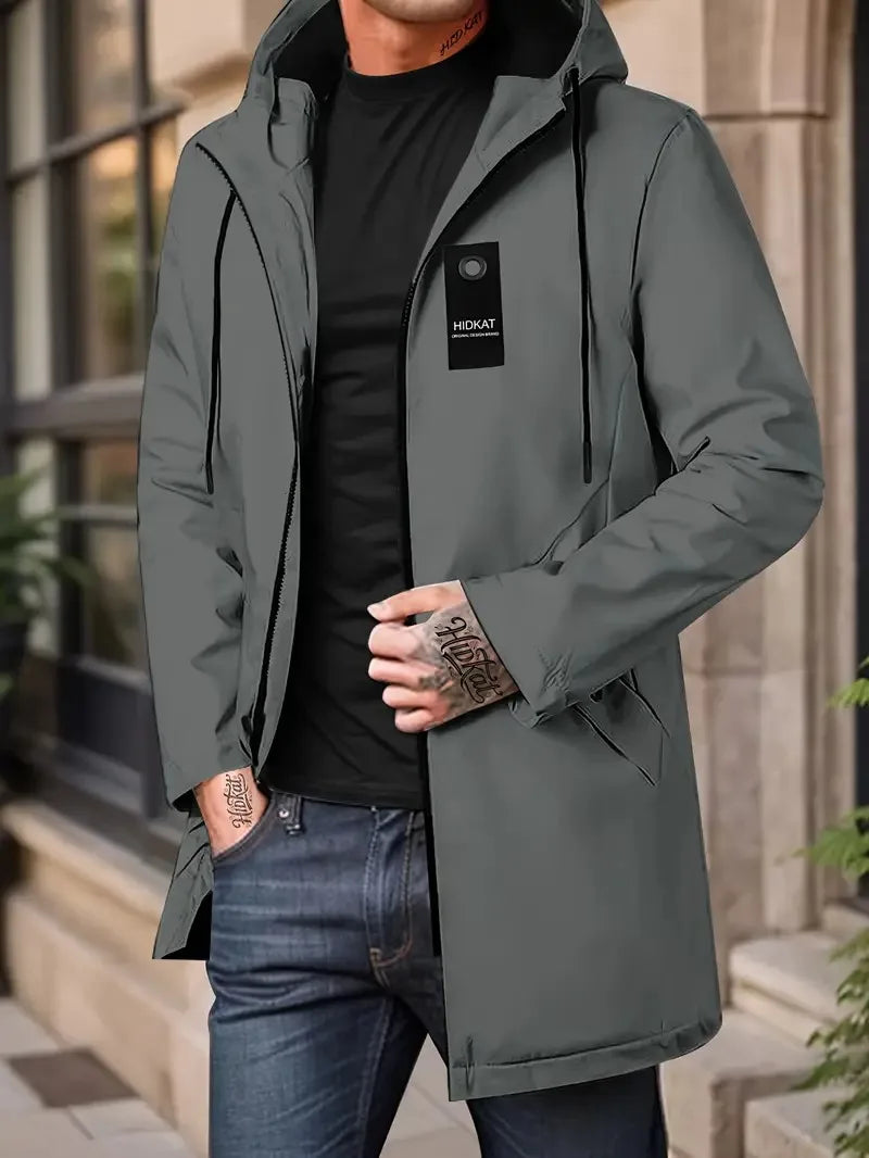 Campera fina acolchada con capucha para hombre – cortaviento casual con bolsillo