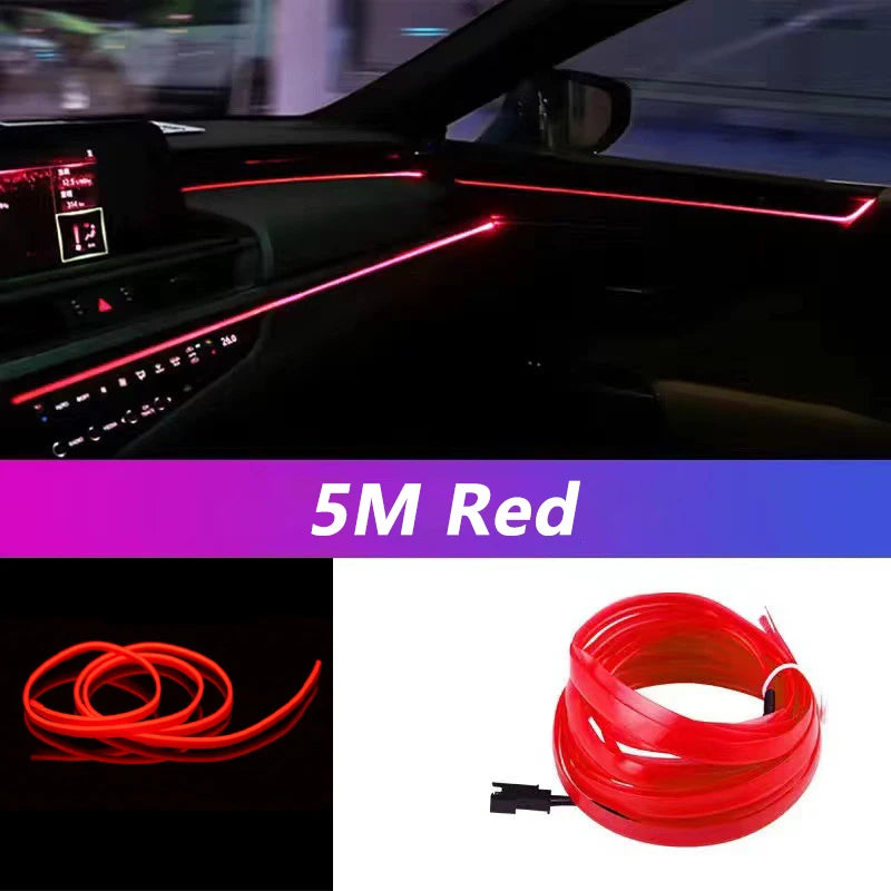 Tira LED interior para auto 5M – luz ambiental flexible y neón USB para decoración