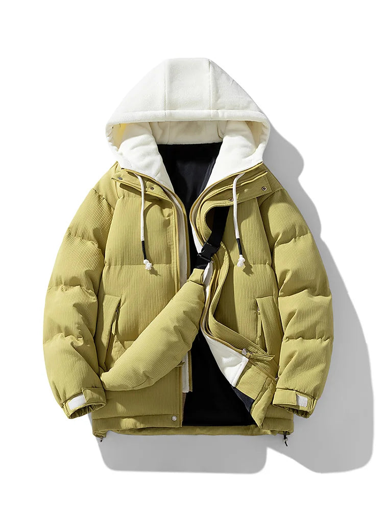Campera acolchada juvenil con capucha – gruesa, casual y cálida para otoño/invierno