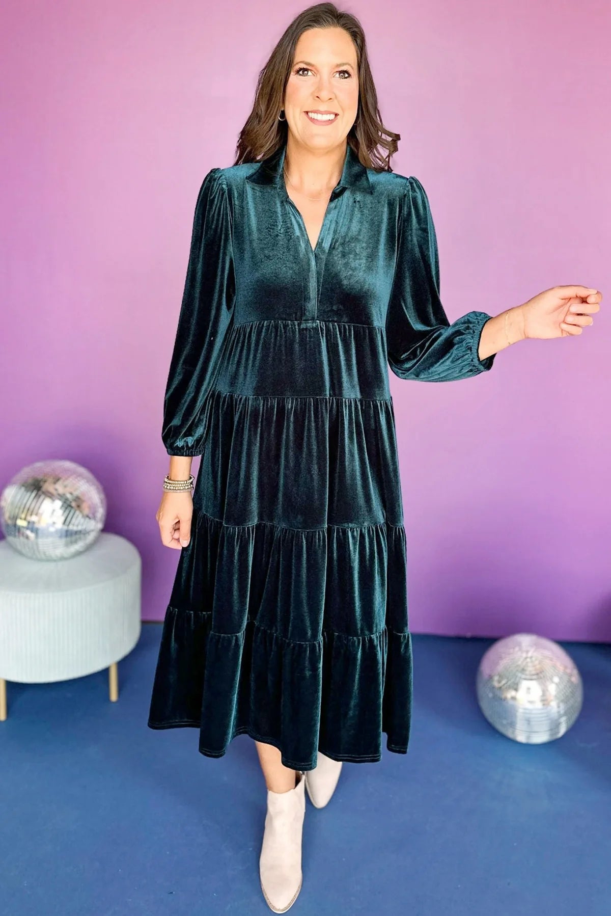 Vestido largo de terciopelo mujer