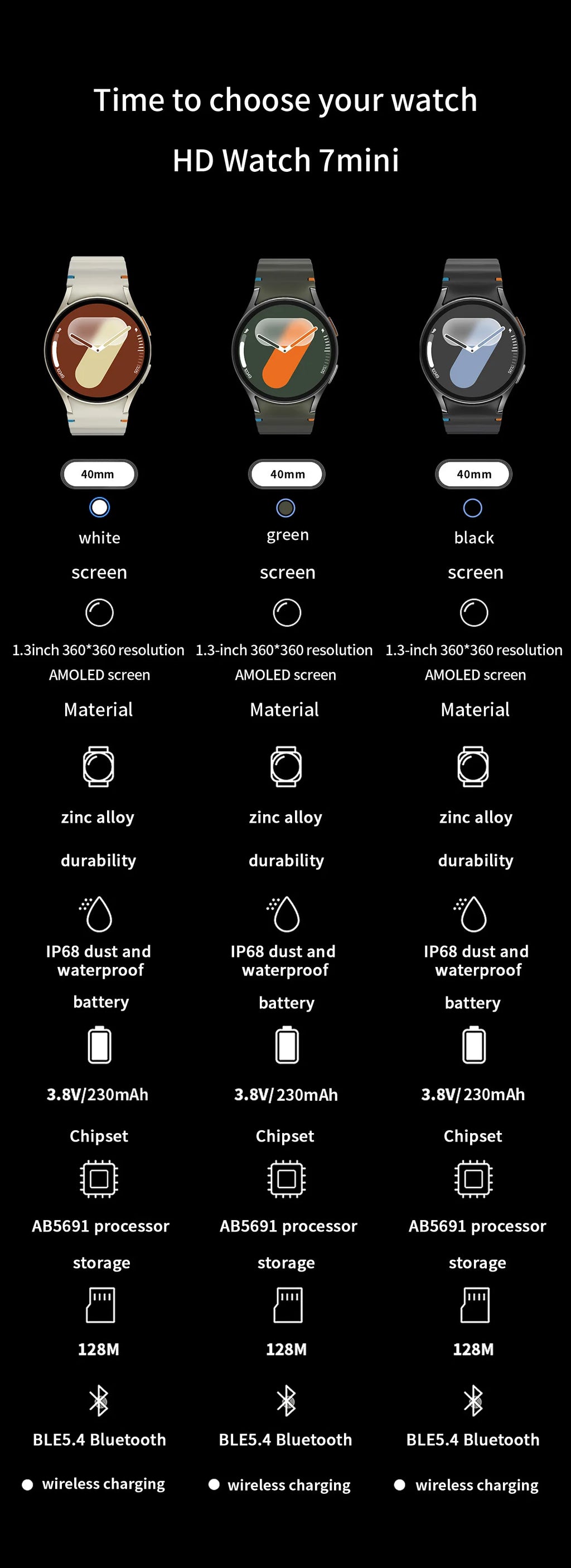 Smartwatch deportivo 1.3" – unisex, compatible con Honor Magic6, Tecno Pova 4 Pro y más