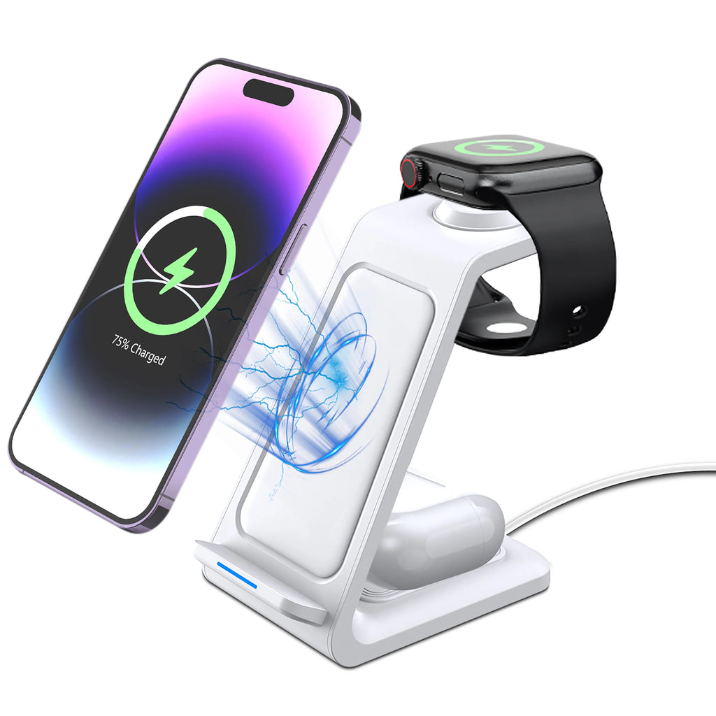 Estación de carga inalámbrica 3 en 1 – soporte para múltiples dispositivos iPhone 12 a 17 Pro Max