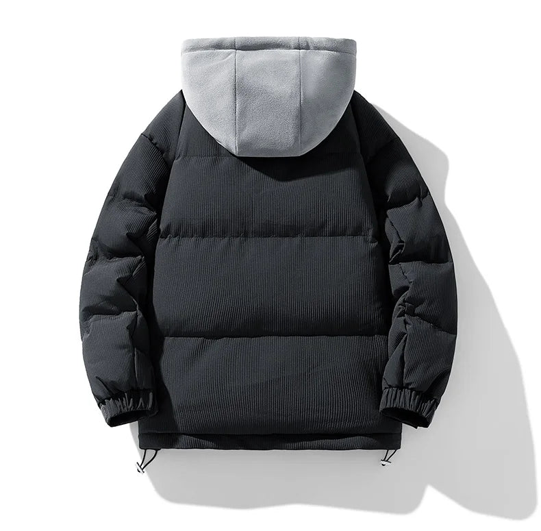 Campera acolchada juvenil con capucha – gruesa, casual y cálida para otoño/invierno