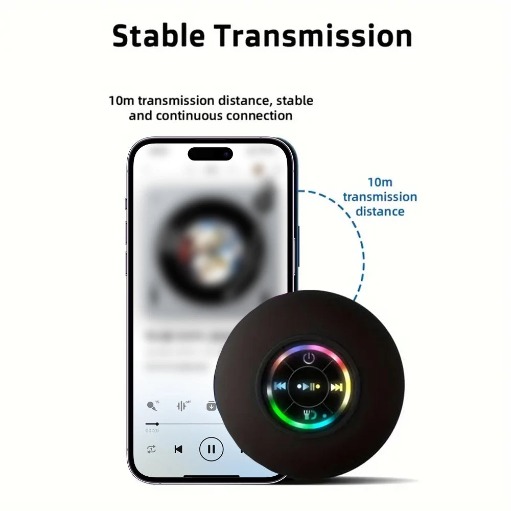 Parlante Bluetooth Portátil Impermeable con Ventosa y Luz LED