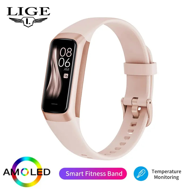 Smartwatch LIGE AMOLED – banda inteligente unisex con monitor de ritmo cardíaco y presión