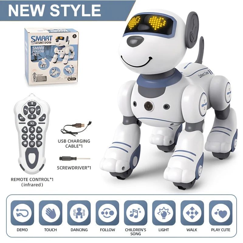 Perro Robot Inteligente con Control Remoto - Canta, Baila y Sigue - Acrobacias Smart - Música Interactiva - Cachorro Programable - Regalo para Niños