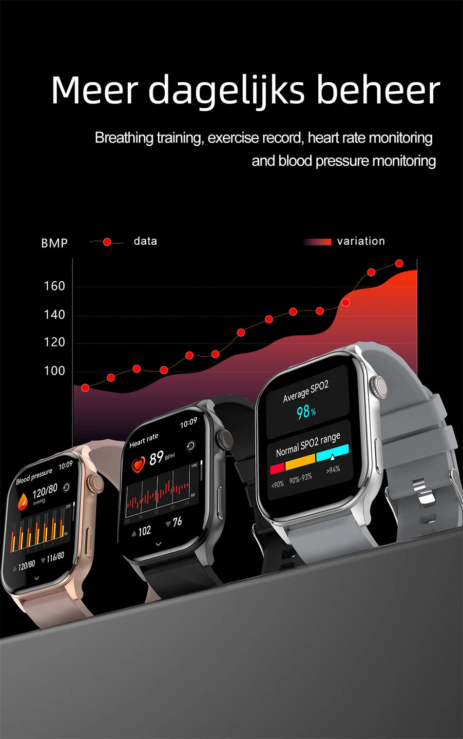 Smartwatch LIGE mujer – pantalla HD 2.01", monitor de salud y resistente al agua