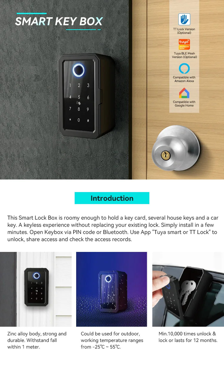 Caja de seguridad inteligente YRHAND TTlock – contraseña, huella digital y WiFi