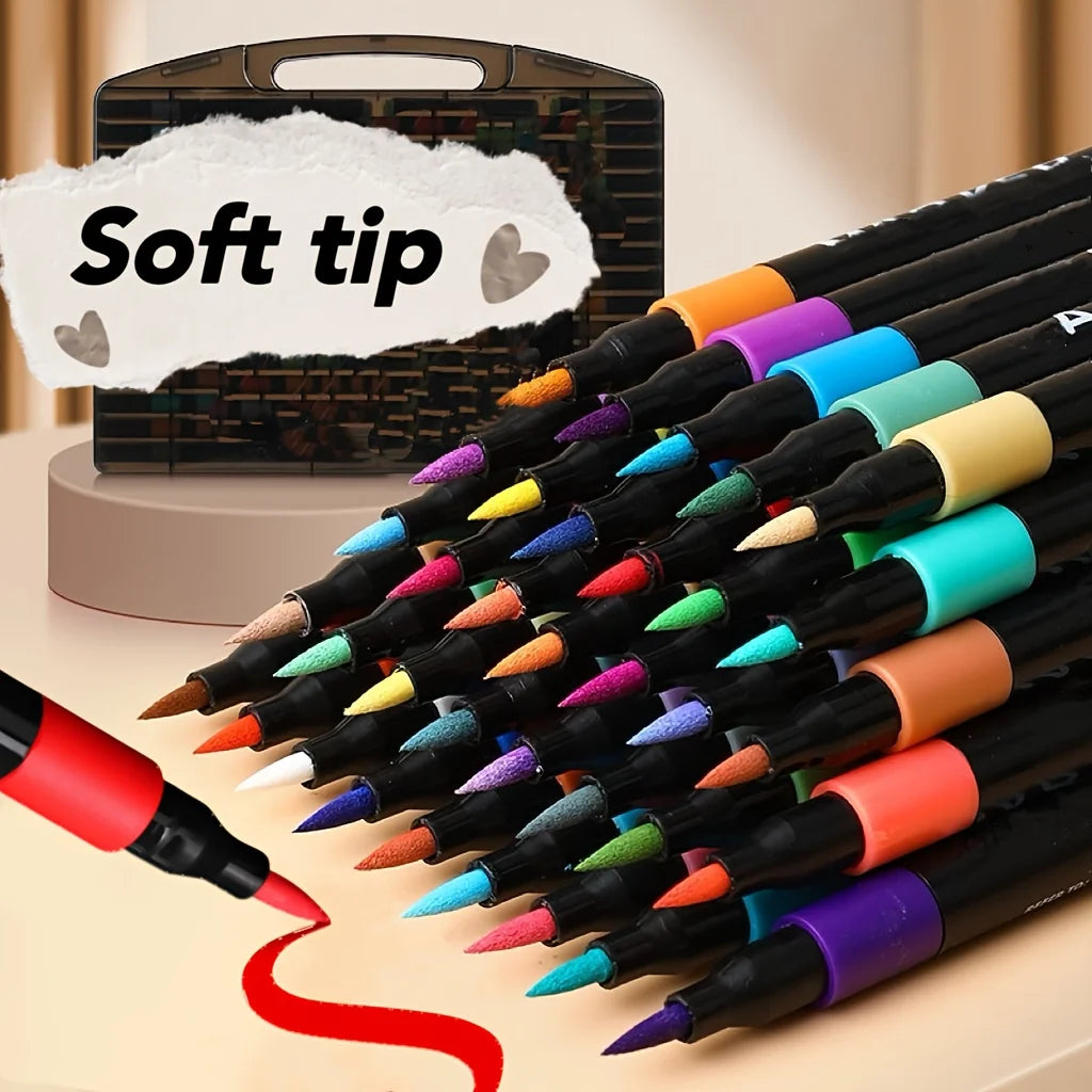 Marcadores acrílicos con punta de pincel suave – colores vibrantes y sin sangrado