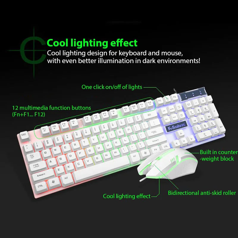 Set teclado y mouse KM320 – resistente al agua y retroiluminado para gaming