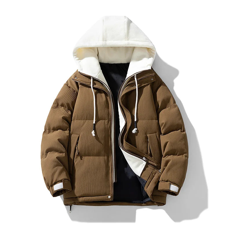 Campera acolchada juvenil con capucha – gruesa, casual y cálida para otoño/invierno