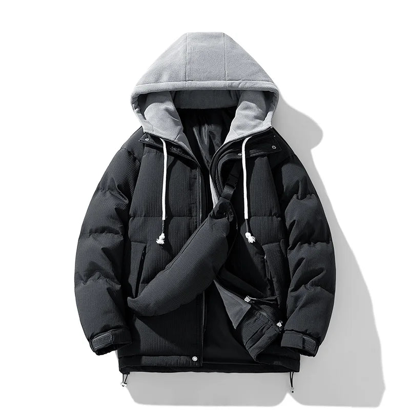 Campera acolchada juvenil con capucha – gruesa, casual y cálida para otoño/invierno