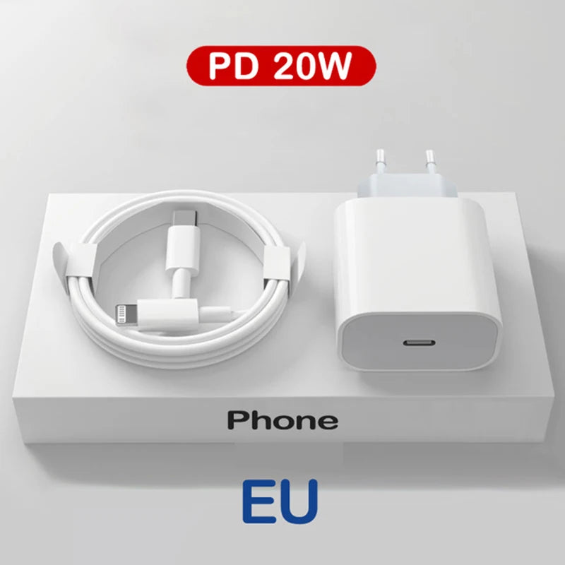 Cargador PD 20W – USB-C rápido para iPhone 13 a 15 Pro Max y modelos Mini