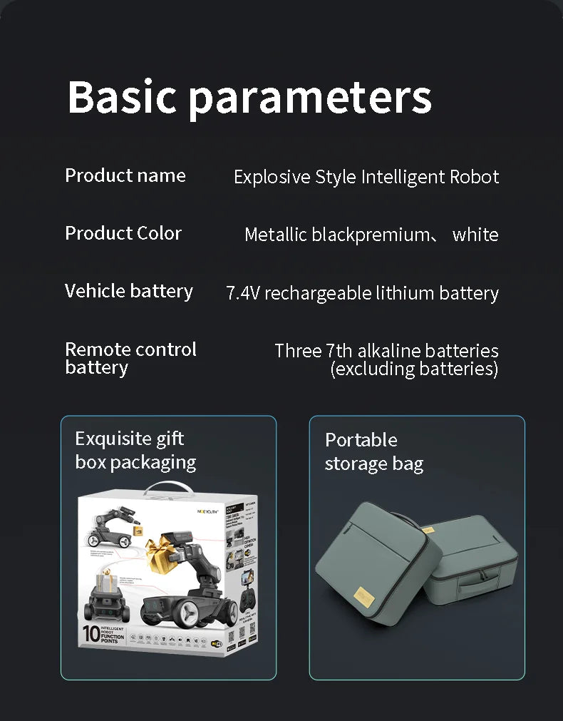 Auto Robot Storm X5 Inteligente RC - Reconocimiento Infrarrojo - Modos Programables - Blanco/Negro - Regalo Educativo para Niños