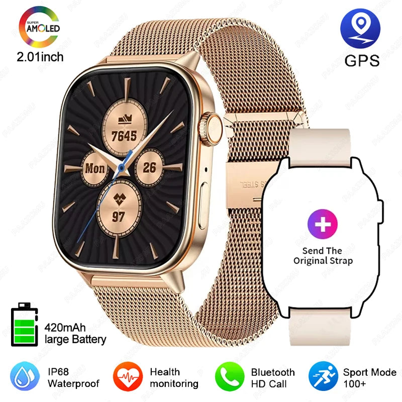 Smartwatch GPS mujer – pantalla 2.01", llamadas Bluetooth y resistente al agua