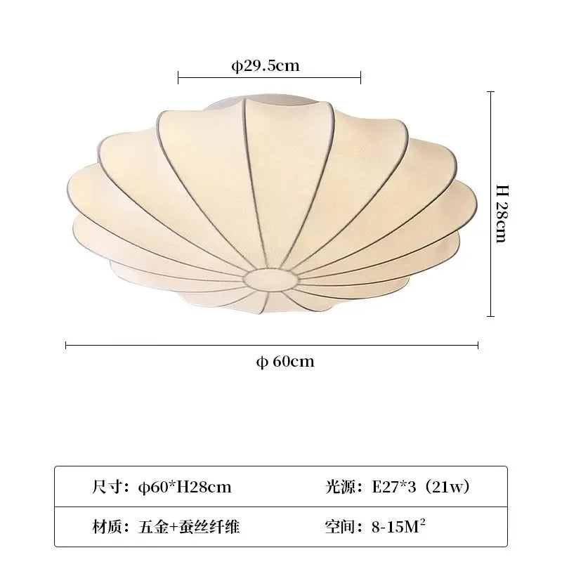 Lámpara de techo italiana Wabi-Sabi – estilo retro de seda con protección ocular