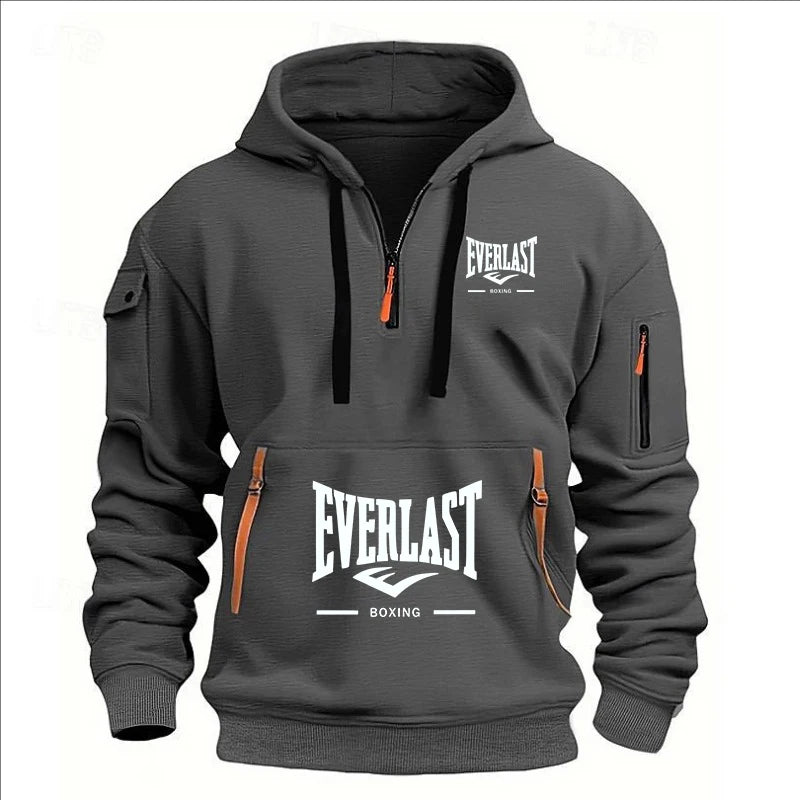 Hoodie casual con diseño multi-zipper – estampado y corte suelto para otoño/invierno