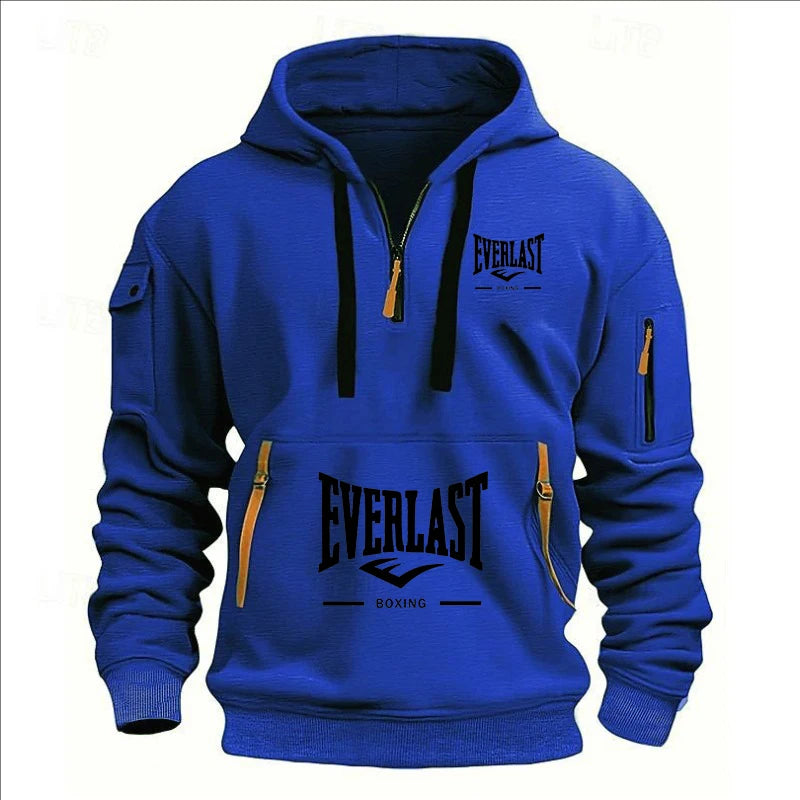 Hoodie casual con diseño multi-zipper – estampado y corte suelto para otoño/invierno