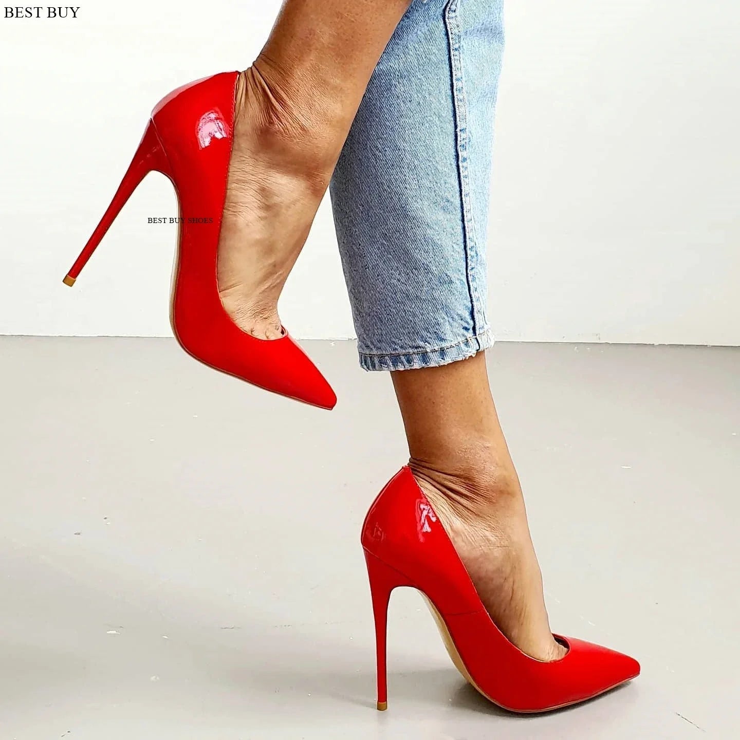 Pumps burdeos mujer – tacones stilettos de charol, slip-on y punta fina