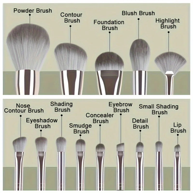 Set de 14 pinceles de maquillaje – profesional, suaves para rostro y ojos