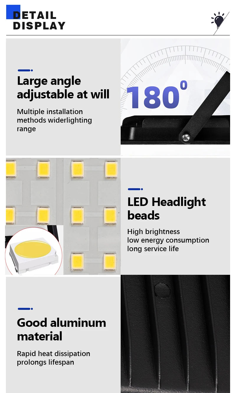 Reflector LED exterior IP66 – múltiples potencias para jardín y entrada
