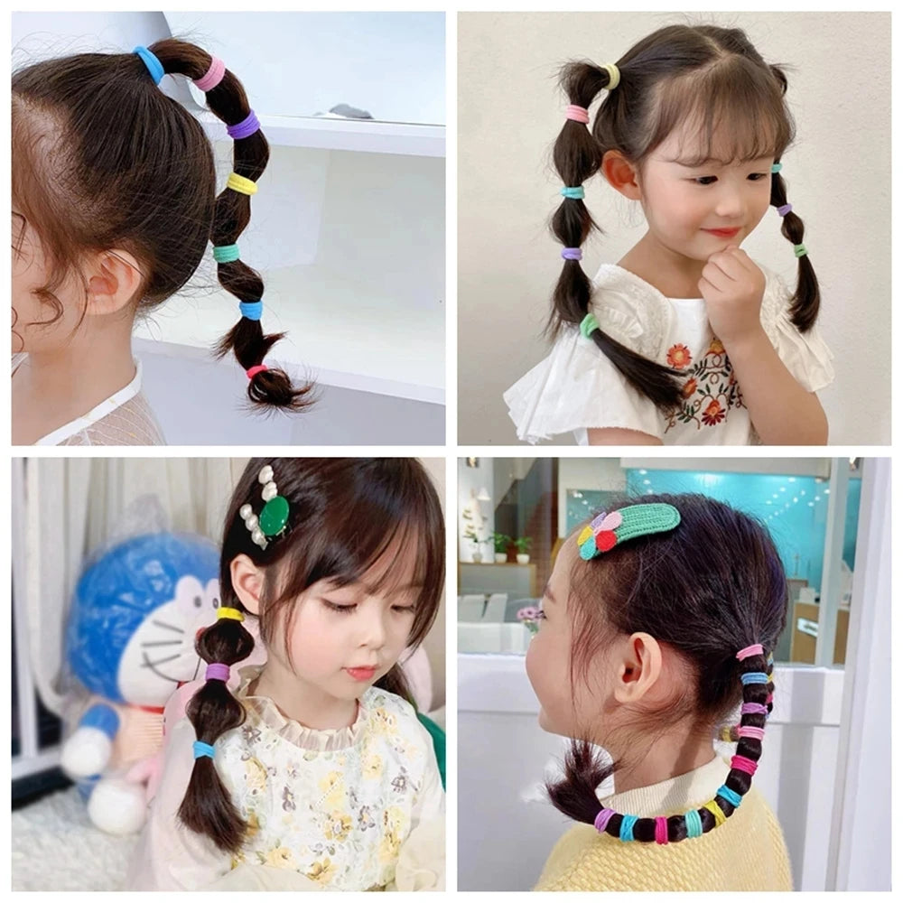 Set de 20/50 ligas elásticas para cabello – scrunchies y bandas de colores para niñas