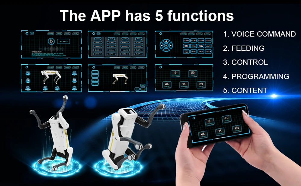 Perro Robot Acrobático con IA - Control por Voz y APP - Programable e Interactivo - Simulación Inteligente