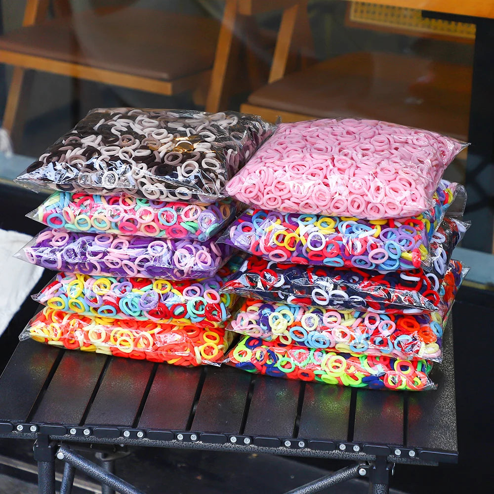 Set de 20/50 ligas elásticas para cabello – scrunchies y bandas de colores para niñas
