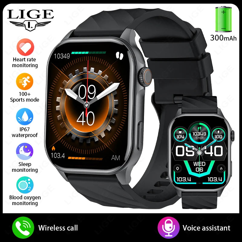 Smartwatch LIGE mujer – pantalla HD 2.01", monitor de salud y resistente al agua