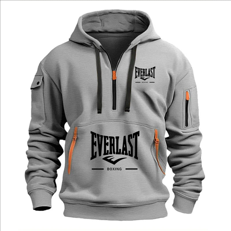 Hoodie casual con diseño multi-zipper – estampado y corte suelto para otoño/invierno