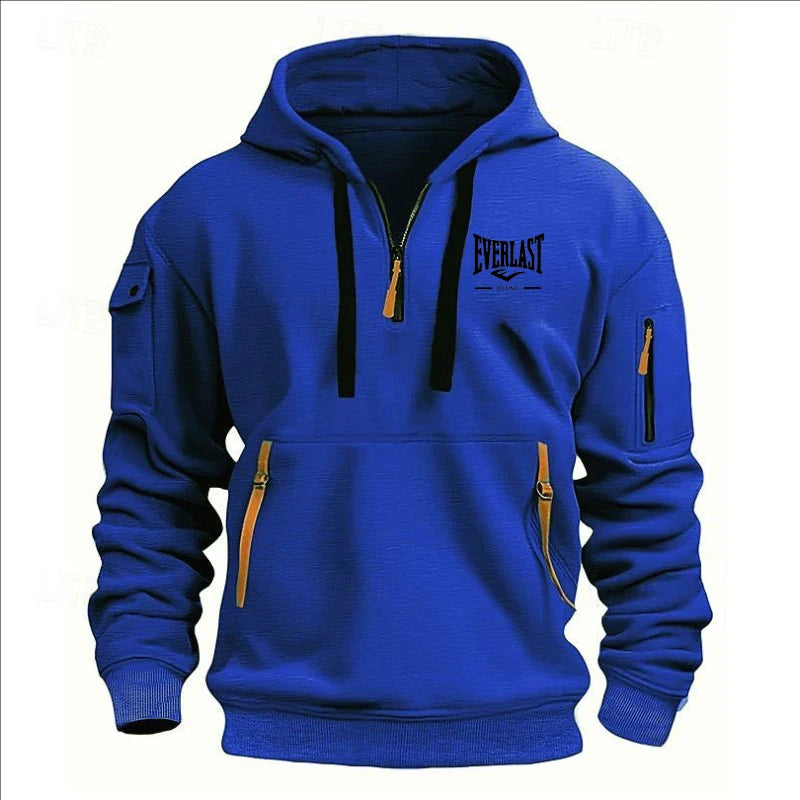 Hoodie casual con diseño multi-zipper – estampado y corte suelto para otoño/invierno