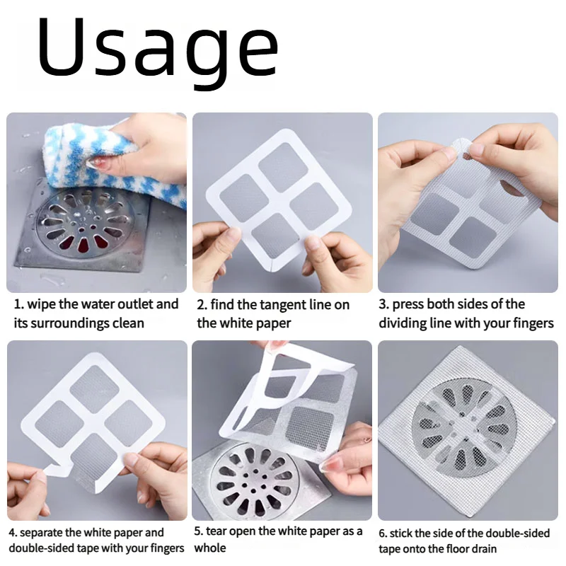 Filtro adhesivo para desagüe – malla antiinsectos y atrapapelos para baño y cocina