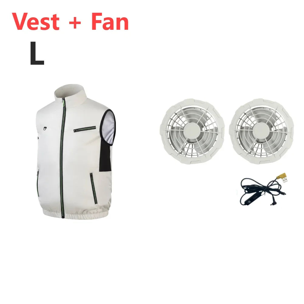 Chaleco Refrigerante con Ventiladores USB - 3 Velocidades Ropa Aire Acondicionado Transpirable