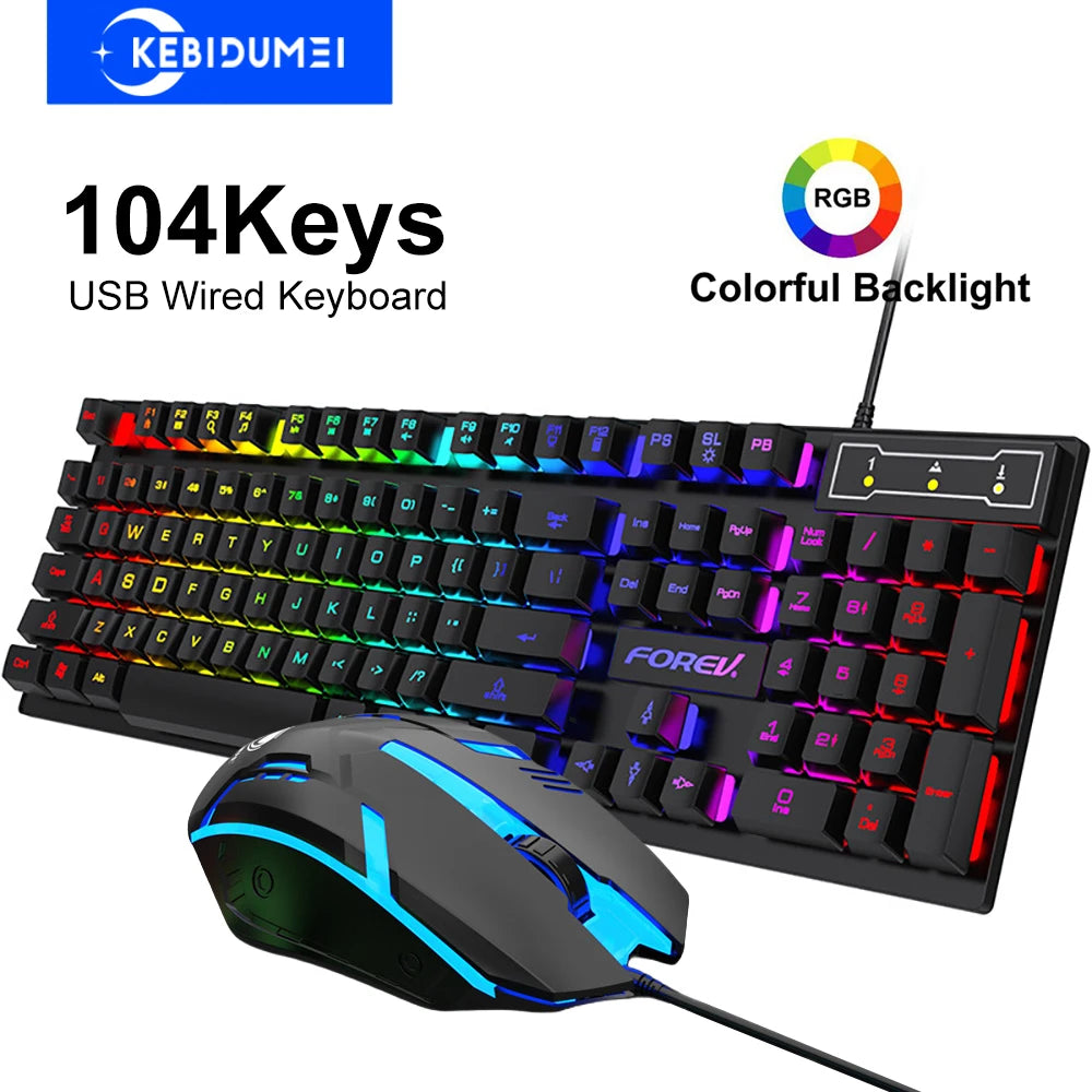 Teclado gaming RGB con cable – 104 teclas y sensación mecánica para Windows