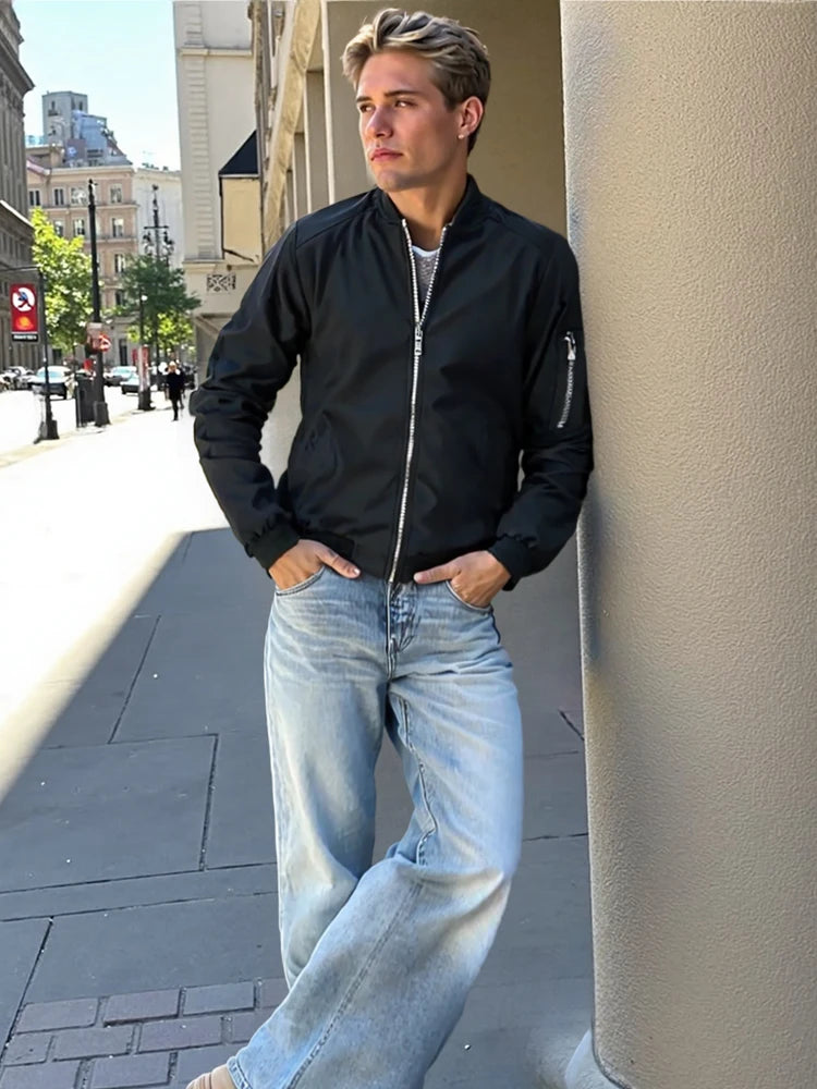 Bomber jacket ligera – casual y deportiva para primavera y otoño con bolsillos y cierre zip