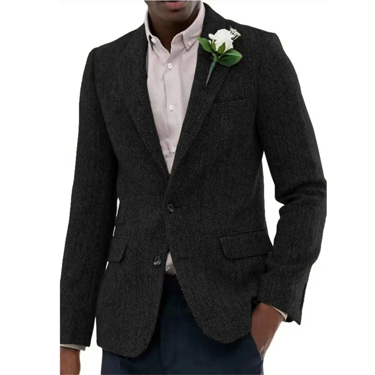Chaqueta hombre espiga – elegante, slim y casual con botonadura simple