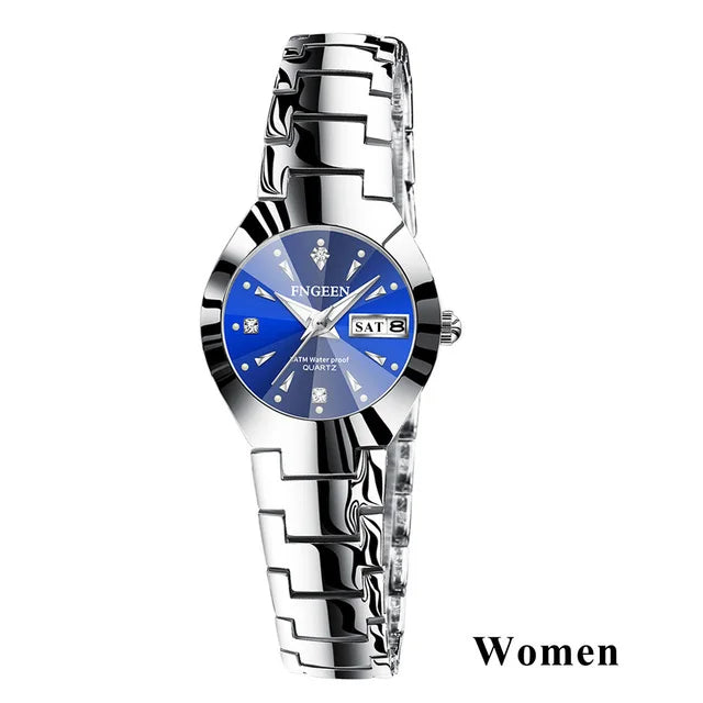 Set de relojes FNGEEN 5808 para parejas – cuarzo, lujo y resistente al agua