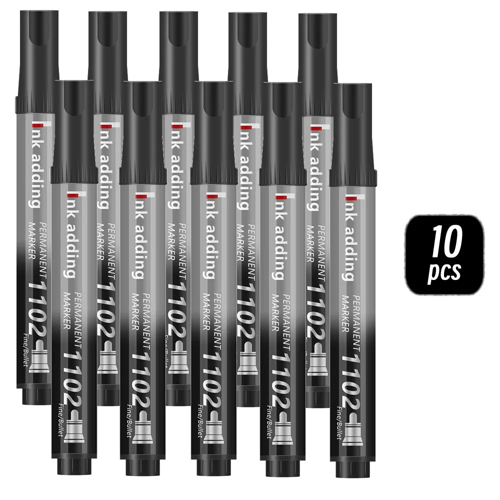 Set marcador permanente 2mm – tinta roja, azul y negra, punta fina y rápido secado