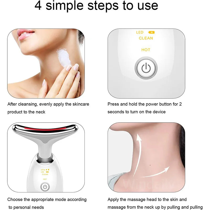 Dispositivo de belleza facial – masajeador para lifting y cuidado del cuello con 7 colores