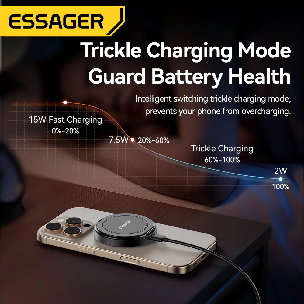 Cargador inalámbrico magnético Essager – 15W rápido con soporte para iPhone y AirPods