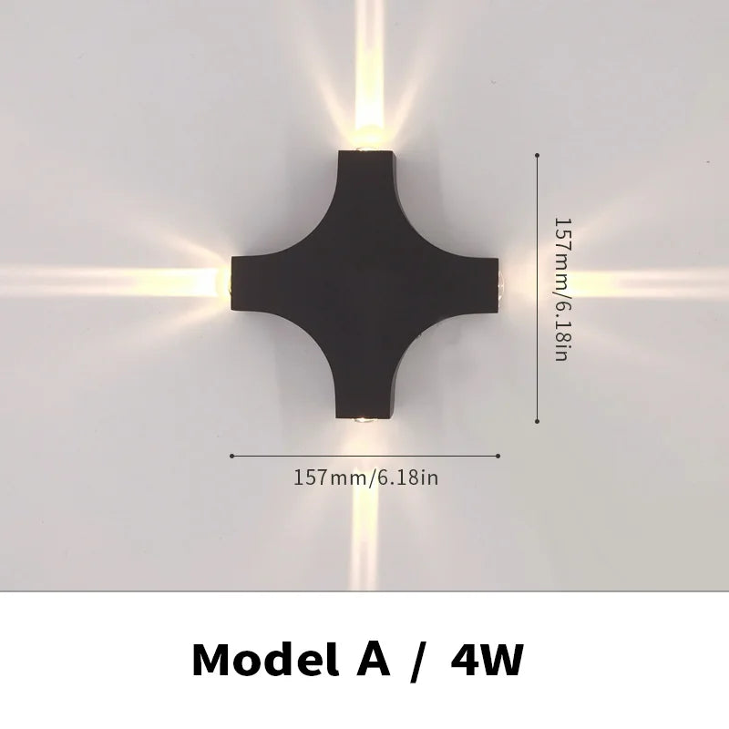 Lámpara LED de pared exterior – IP66 impermeable, 4W-6W para jardín y porche