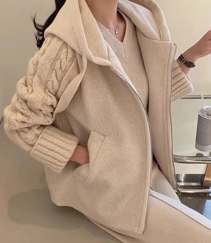 Abrigo mujer Twist 2026 – chaqueta larga con capucha, manga larga y corte suelto