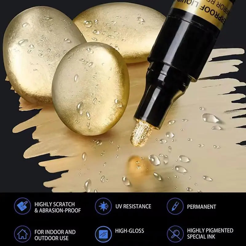 Set marcador espejo cromado – pintura reflectante DIY en dorado y plata