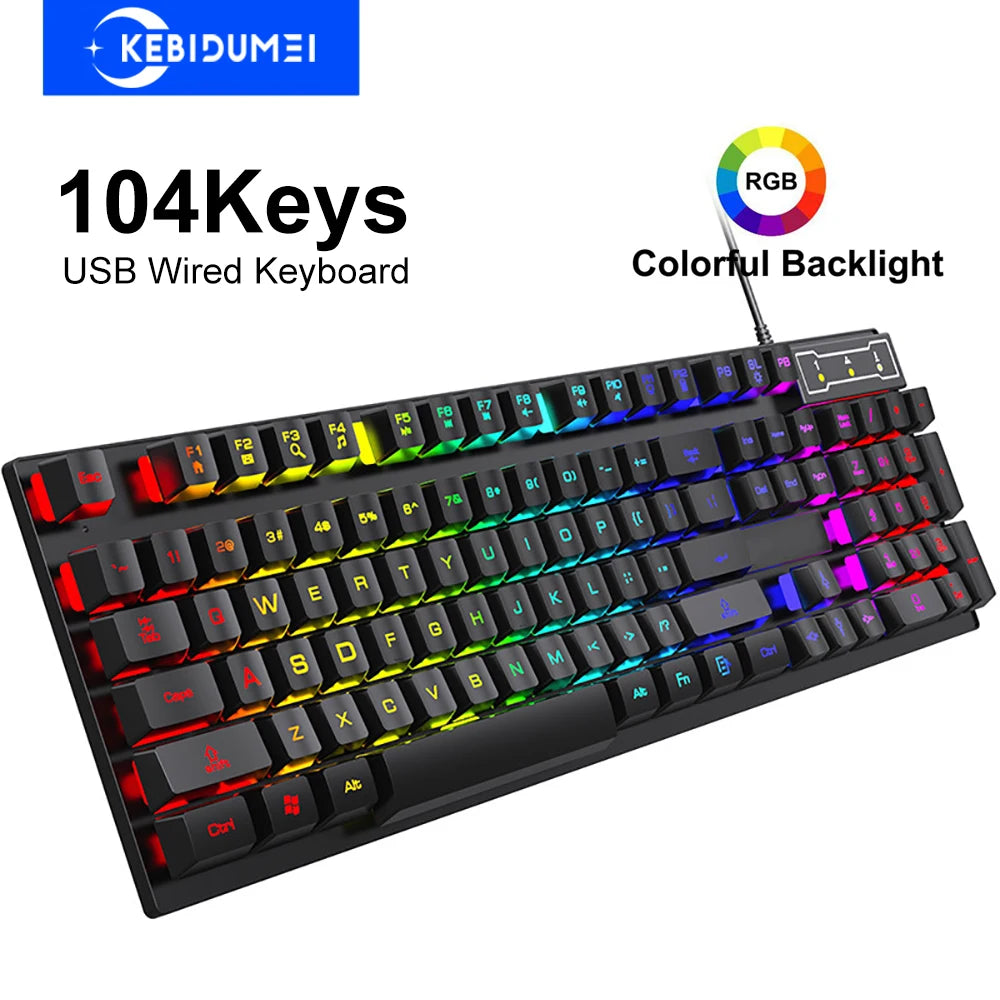 Teclado gaming con cable de 104 teclas – retroiluminación RGB y sensación mecánica